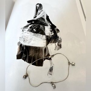 925 Silver Anklet. Star, Moon & Heart.